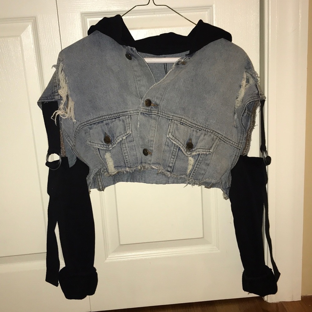 CARMAR NICHOLAS CROPPED SWEATSHIRT DENIM JACKET - Picture 5 of 8